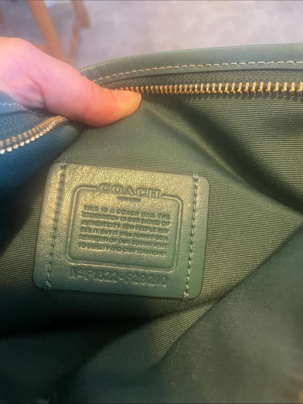 Coach Signature Canvas Crossbody with Teal Trim